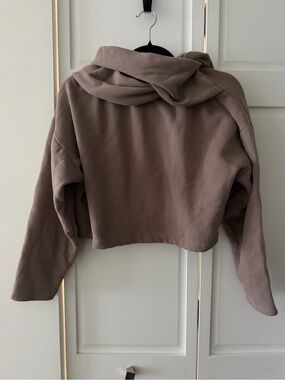 Zara Cropped Hoodie Size M Taupe Brown | Cotton | like new